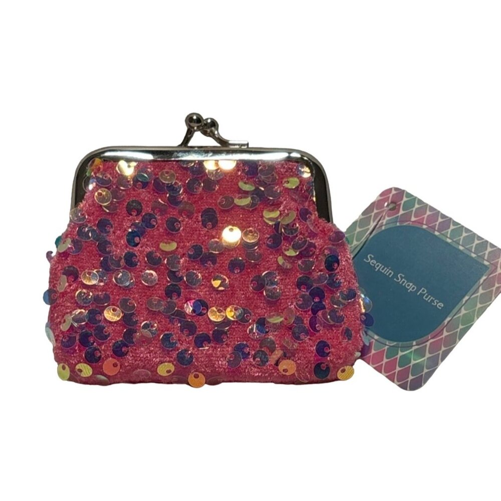 Sequin Snap Coin Purse Pink Coin Wallet